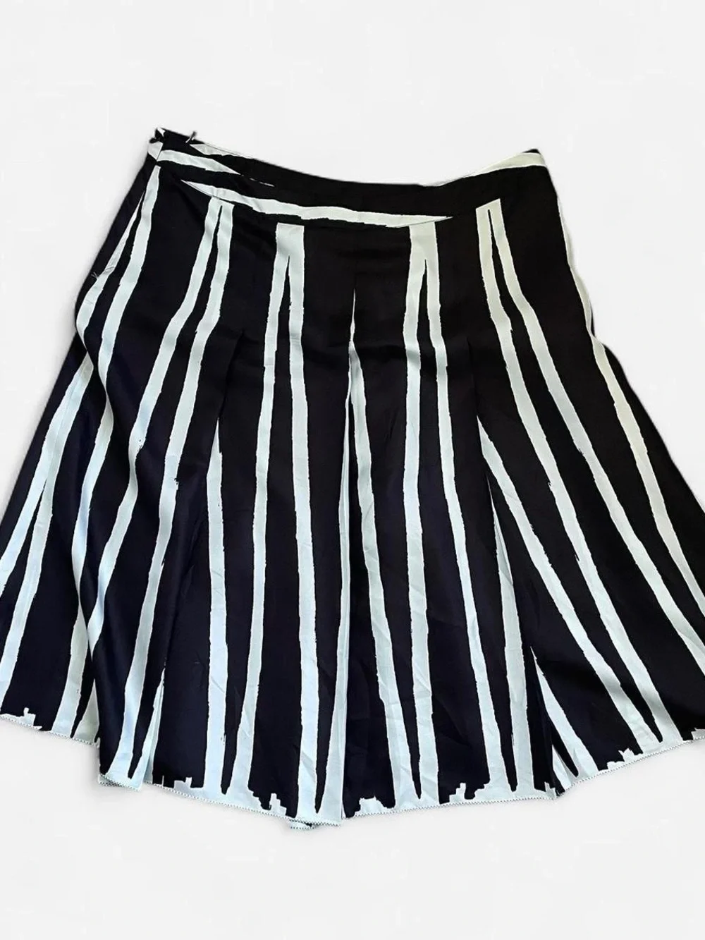 MIU MIU Silk Vintage Striped A-Line Skirt